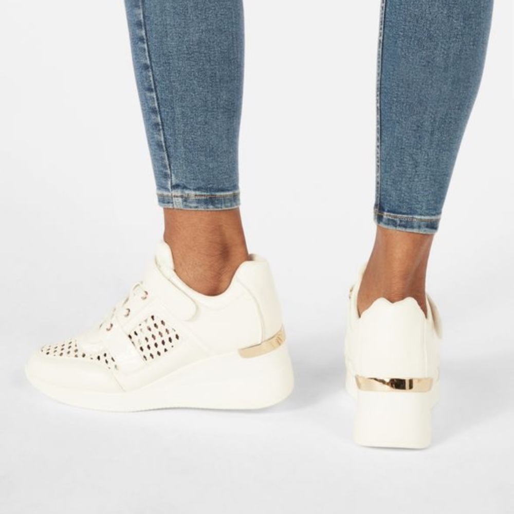 Justfab white wedge sneakers